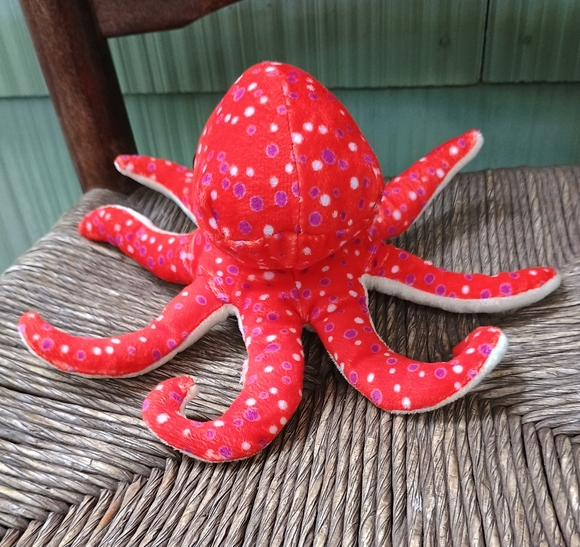 Plush Wild Republic Octopus Orange polkadot Hug'ems mini Stuffed Animal 7" Plush - Picture 4 of 11